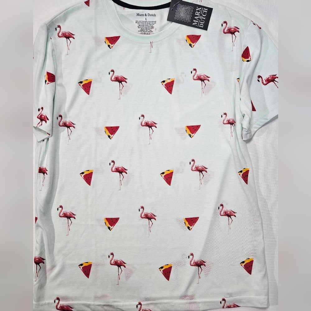 Mens Graphic T-Shirt Marx & Dutch Flamingo Watermelon Graphic Spring Summer Vaca